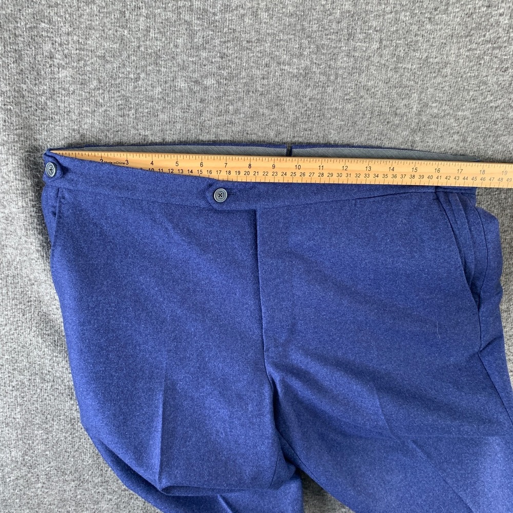 Vitale Baberis Canonico Wool Pant Men 36x30 Side Adjusters Flannel Luxury Blue - Picture 5 of 13